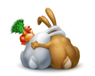 两只兔子拥抱图片图片